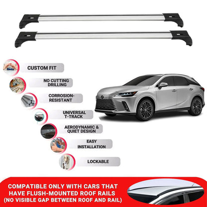 2X Roof Bars for Lexus RX Series RX350L/450H/450Hl 2023+ Lockable Roof Rack Grey