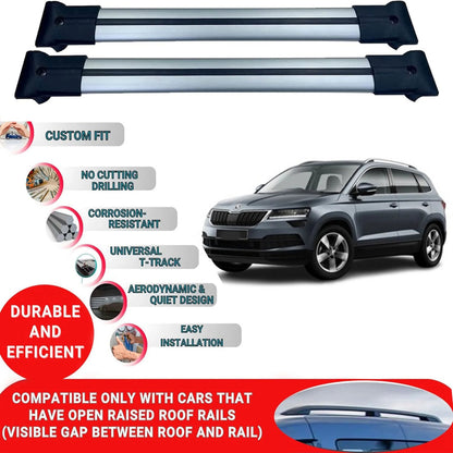 Roof Rack Cross Bars for Skoda Karoq 2018- 2024 Aluminum Roof Bars 2 Pcs Grey