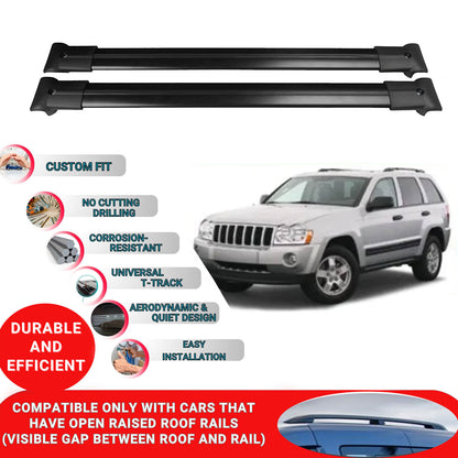 Roof Racks Cross Bars For Jeep Grand Cherokee Wk 2005-2010 2 Pcs Black