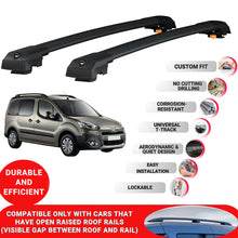 Roof Bar for Peugeot Tepee Partner 2008-2018 Lockable Roof Rack Cross Bars 2 Pcs Black