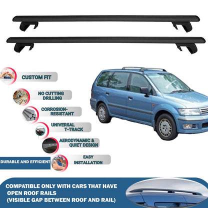 Roof Rack Cross Bars for Mitsubishi Nimbus 1998-2003 Rail Carrier for Roof Tents 2 Pcs Black