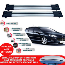 Roof Racks Cross Bars For Peugeot 407 Sw 2005-2011 2 Pcs Grey