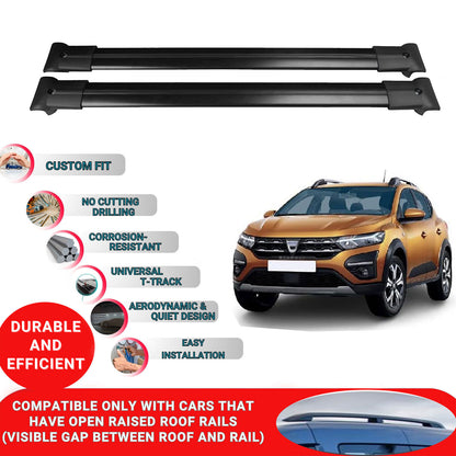 Roof Racks Cross Bars For Dacia Sandero Stepway 2021-2023 2 Pcs Black