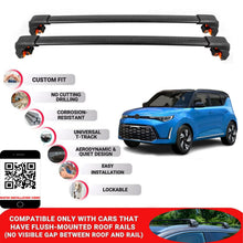 Premium Roof Bars For Kia Soul Hatchback 2019+ Secure Roof Rack Cross Bar 2 Pcss Black