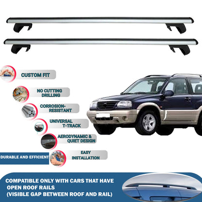 Roof Rack Cross Bars for Suzuki Grand Vitara 3D 1999-2005 Rail Carrier for Roof Tents 2 Pcs Grey