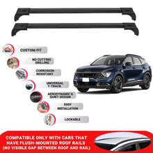 2X Car Roof Bars for Kia Sportage NQ5 2022+ Lockable Roof Rack Cross Bars Black