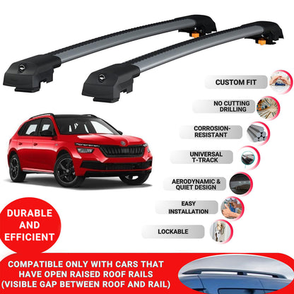 Roof Bar for Skoda Kamiq Premium 2019-2024 Lockable Roof Rack Cross Bars 2 Pcs Grey