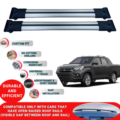 Roof Racks Cross Bars For Ssangyong Grand Musso 2018-2023 2 Pcs Grey