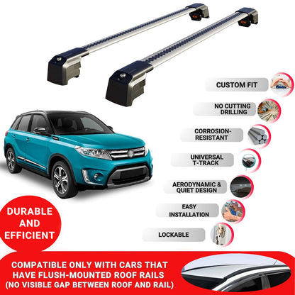 Roof Bars Rack for Suzuki Escudo (LY) 2015+ Lockable Rail Carrier 2 Pcs Grey