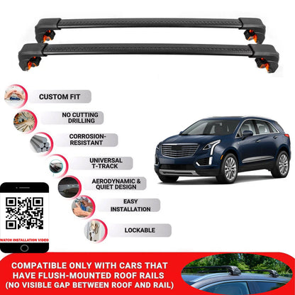 Premium Roof Bars For Cadillac Xt5 Suv 2016+ Secure Roof Rack Cross Bar 2 Pcss Black