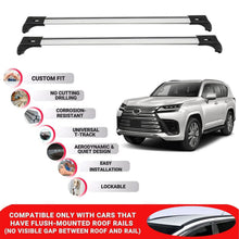 2X Car Roof Bars for Lexus LX Series LX600 J310 2022+ Lockable Roof Rack Grey