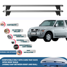 Lockable Roof Rack Cross Bars for Mitsubishi Montero 1999–2006 | Heavy Duty Rail Carrier 2 Pcs Grey
