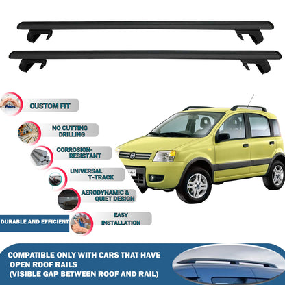 Roof Rack Cross Bars for Fiat Panda 4X 2004-2012 Rail Carrier for Roof Tents 2 Pcs Black