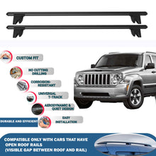 Lockable Roof Rack Cross Bars for Jeep Cherokee KK 2008-2014 | Heavy Duty Rail Carrier 2 Pcs Black