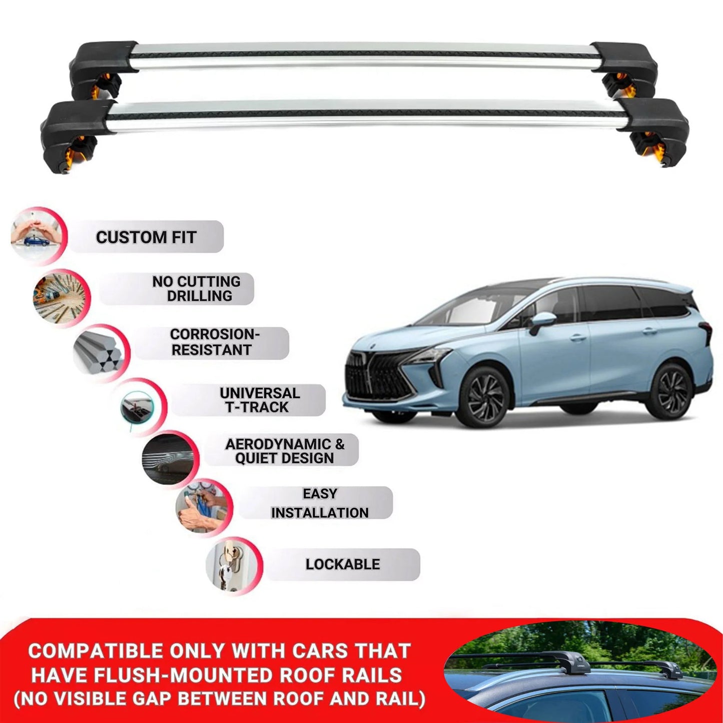 Premium Roof Bars For Forting M4 U Tour 2022+ Roof Rack Cross Bars Secure Grey