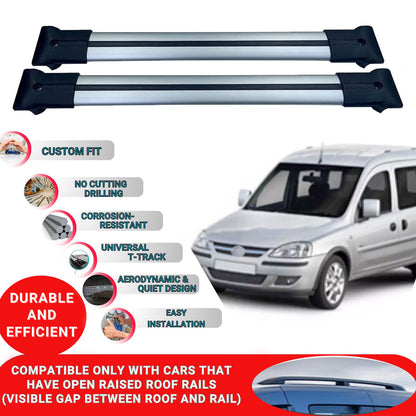 Roof Racks Cross Bars ForVauxhallCombo C Mvn 2001-2011 2 Pcs Grey