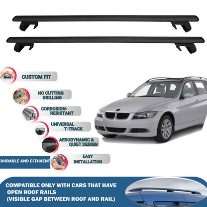 Roof Rack Cross Bars for BMW 3-Series Touring/Estate E46 1999-2001 Rail Carrier for Roof Tents 2 Pcs Black