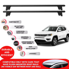 Premium Roof Bars for Jeep Compass2016-2023 Lockable Roof Rack Cross Bars 2 Pcs Black