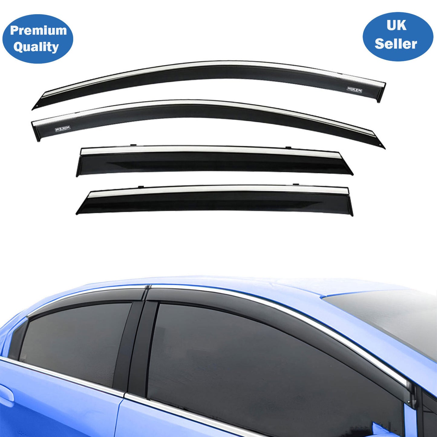 Chrome Window Wind Deflector for Hyundai I30 2017 Onward Rain Guard Visors 4 pcs