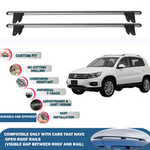 Lockable Roof Rack Cross Bars for Vw Tiguan 5N 2007-2016 | Heavy Duty Rail Carrier 2 Pcs Grey