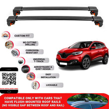 Premium Roof Bars For Renault Kadjar Suv 2015+ Secure Roof Rack Cross Bar 2 Pcss Black