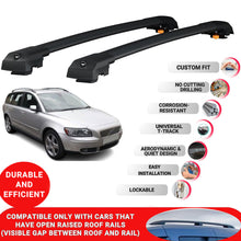 Roof Bar for Volvo V50 2003-2014 Lockable Roof Rack Cross Bars 2 Pcs Black