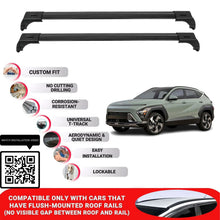 Roof Bars for Hyundai Kona Sx2 2023+ Lockable Roof Rack Cross Bars 2 Pcs Black