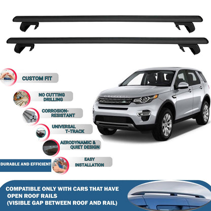 Roof Rack Cross Bars for Land Rover Discovery Sport 5D 2015-2019 Rail Carrier for Roof Tents 2 Pcs Black
