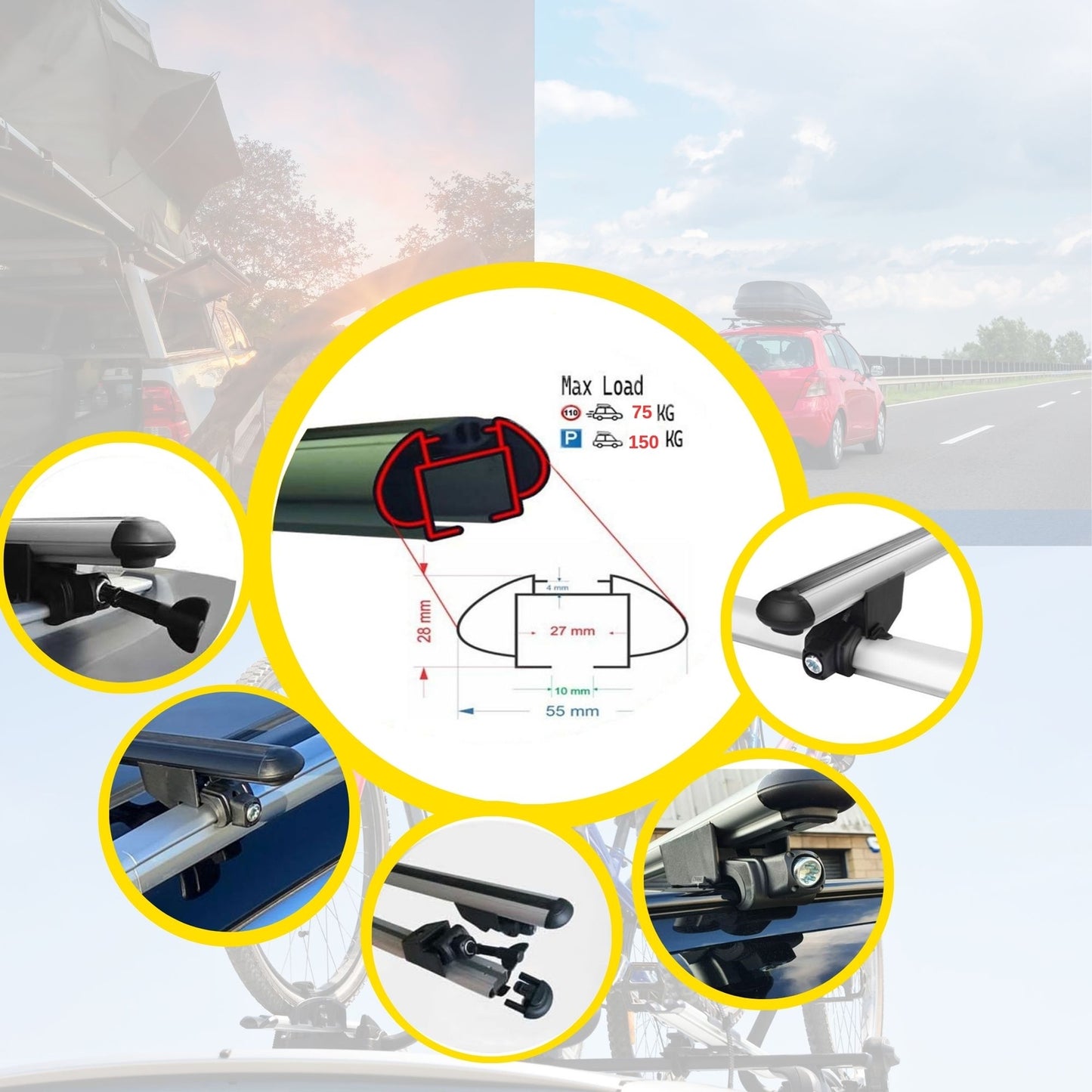 Roof Bars For Mercedes GLA X156 2013-2020 Roof Rack Cross Bars 2 Pcs Black