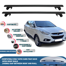 Roof Rack Cross Bars for Hyundai Ix35 Lm 2010-2015 Rail Carrier for Roof Tents 2 Pcs Black