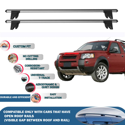 Lockable Roof Rack Cross Bars for Land Rover Freelander 1997-2007 | Heavy Duty Rail Carrier 2 Pcs Grey