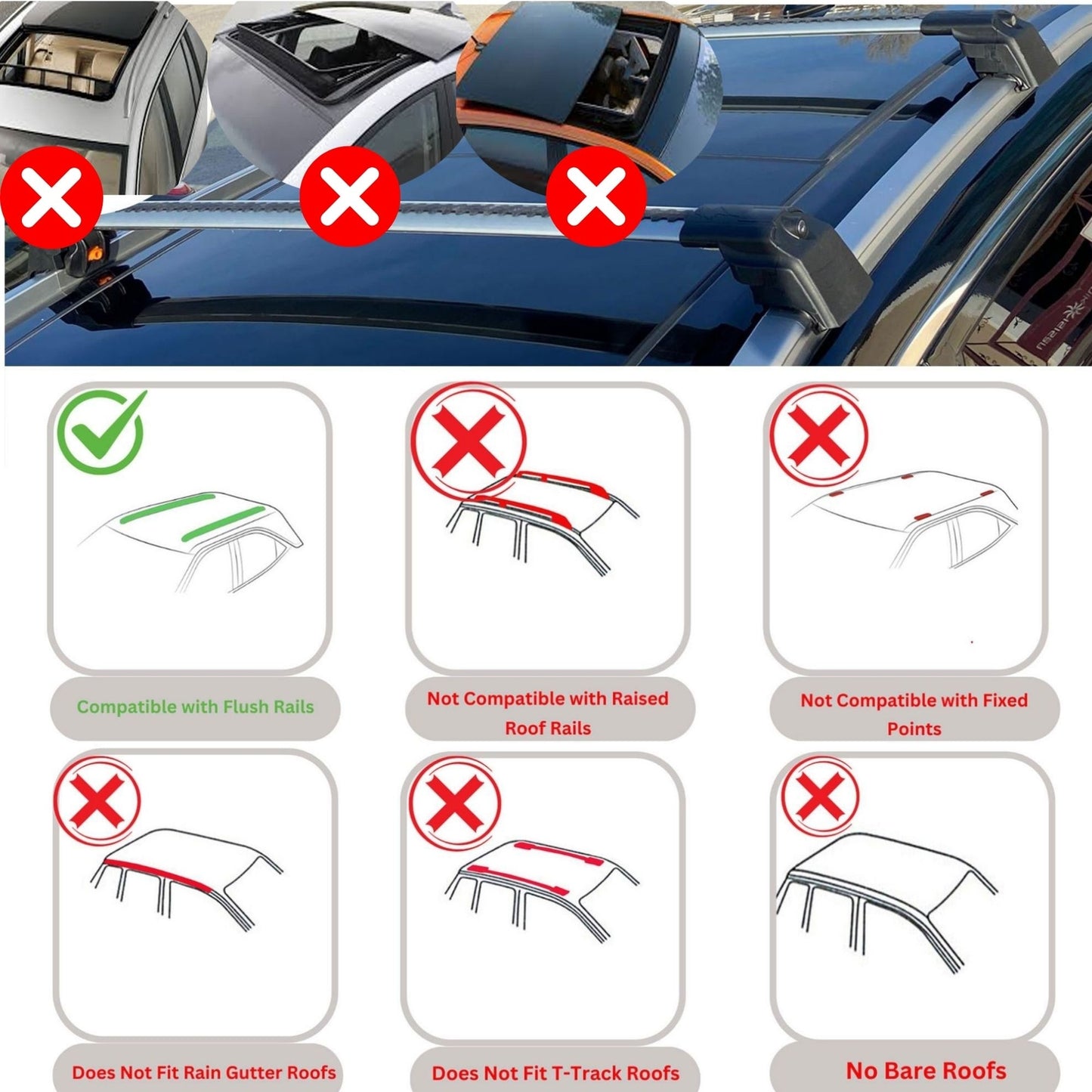 Roof Bars Rack for Kia Sportage (SL) 2010-2015 Lockable Rail Carrier 2 Pcs Grey