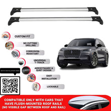Roof Bars for Lincoln Corsair 2020-2024 Lockable Roof Rack Cross Bars 2 Pcs Grey