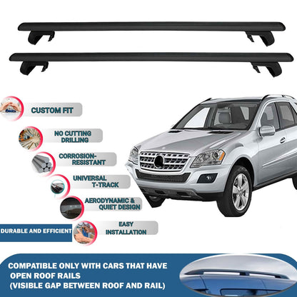 Roof Rack Cross Bars for Mercedes W164 Suv 2005-2011 Rail Carrier for Roof Tents 2 Pcs Black