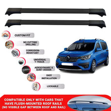 2X Car Roof Rack for Renault Express 2021-2025 Lockable Roof Bars Black