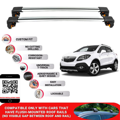 Premium Roof Bars For Opel Mokka Suv 2013-2020 Secure Roof Rack Cross Bar 2 Pcss Secure Grey