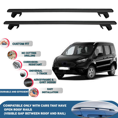 Roof Rack Cross Bars for Ford Connect 2 2014 Onwards Rail Carrier for Roof Tents 4 Pcs Black