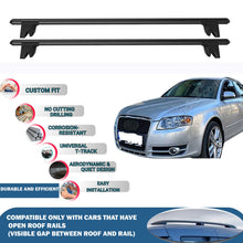 Lockable Roof Rack Cross Bars for Audi A4 Avant B6/B7 2003-2009 | Heavy Duty Rail Carrier 2 Pcs Black