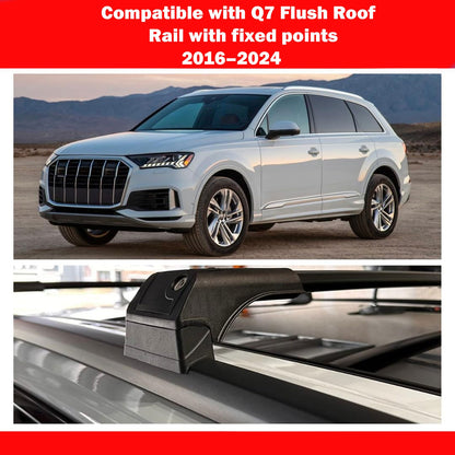 Car Roof Bars for Audi Q7 2016-2025 Lockable Roof Rack Cross Bars 2 Pcs Black