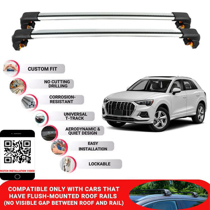 Premium Roof Bars For Audi Q3 Suv 2019+ Secure Roof Rack Cross Bar 2 Pcss Secure Grey