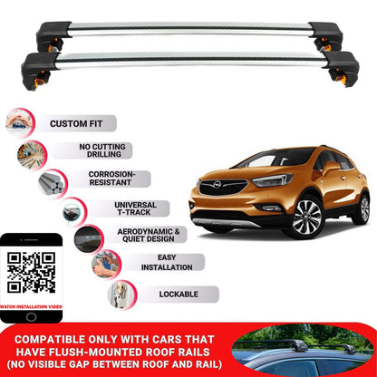 Premium Roof Bars For Opel Mokka X 2016-2020 Secure Roof Rack Cross Bar 2 Pcss Secure Grey