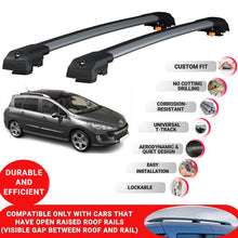 Roof Bar for Peugeot 308 Sw (T7) 2008-2013 Lockable Roof Rack Cross Bars 2 Pcs Grey
