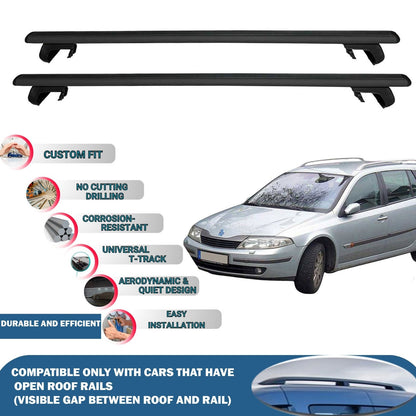 Roof Rack Cross Bars for Renault Laguna X74 Estate/G.tour 2001-2008 Rail Carrier for Roof Tents 2 Pcs Black