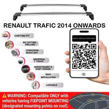 Lockable Roof Bars for Renault Trafic III  2014+ | Fixpoint No Roof Rails 2 Pcs Grey