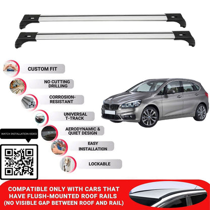 Roof Bars for Bmw 2 Series Active Tourer 2012-2022; Roof Rack Cross Bars 2 Pcs Grey