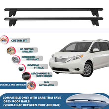 Lockable Roof Rack Cross Bars for Toyota Sienna Mpv Xl 2011-2020 | Heavy Duty Rail Carrier 2 Pcs Black