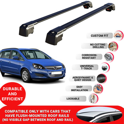 Roof Bars Rack for Vauxhall Zafira B 2005-2011 Lockable Rail Carrier 2 Pcs Black