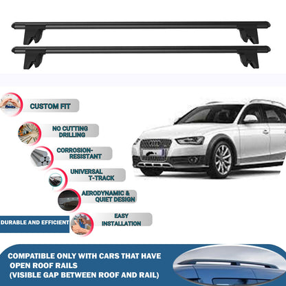 Lockable Roof Rack Cross Bars for Audi A4 Allroad 2009-2016 | Heavy Duty Rail Carrier 2 Pcs Black