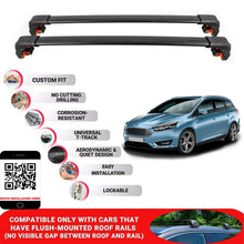 Premium Roof Bars For Ford Focus Estate 2011-2018 Secure Roof Rack Cross Bar 2 Pcss Black