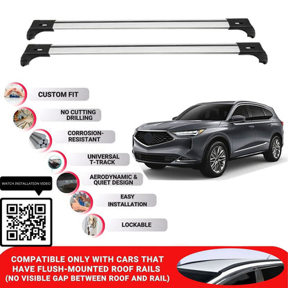 Roof Bars for Acura Mdx 2022+ Lockable Roof Rack Cross Bars 2 Pcs Grey